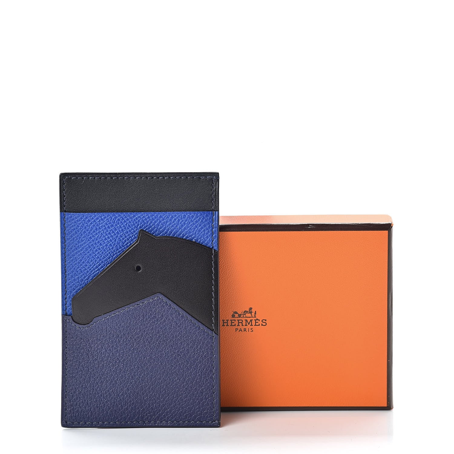 Hermes Epsom Evercalf Evercolor Sombrero Les Petits Chevaux Card Holder Bleu Encre Indigo Bleu Royal Bleu Obscur 8 of 8
