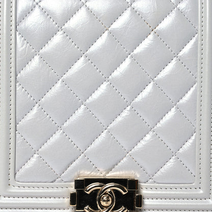 Chanel Iridescent Calfskin Quilted North South Boy Flap Light Grey 9 of 17