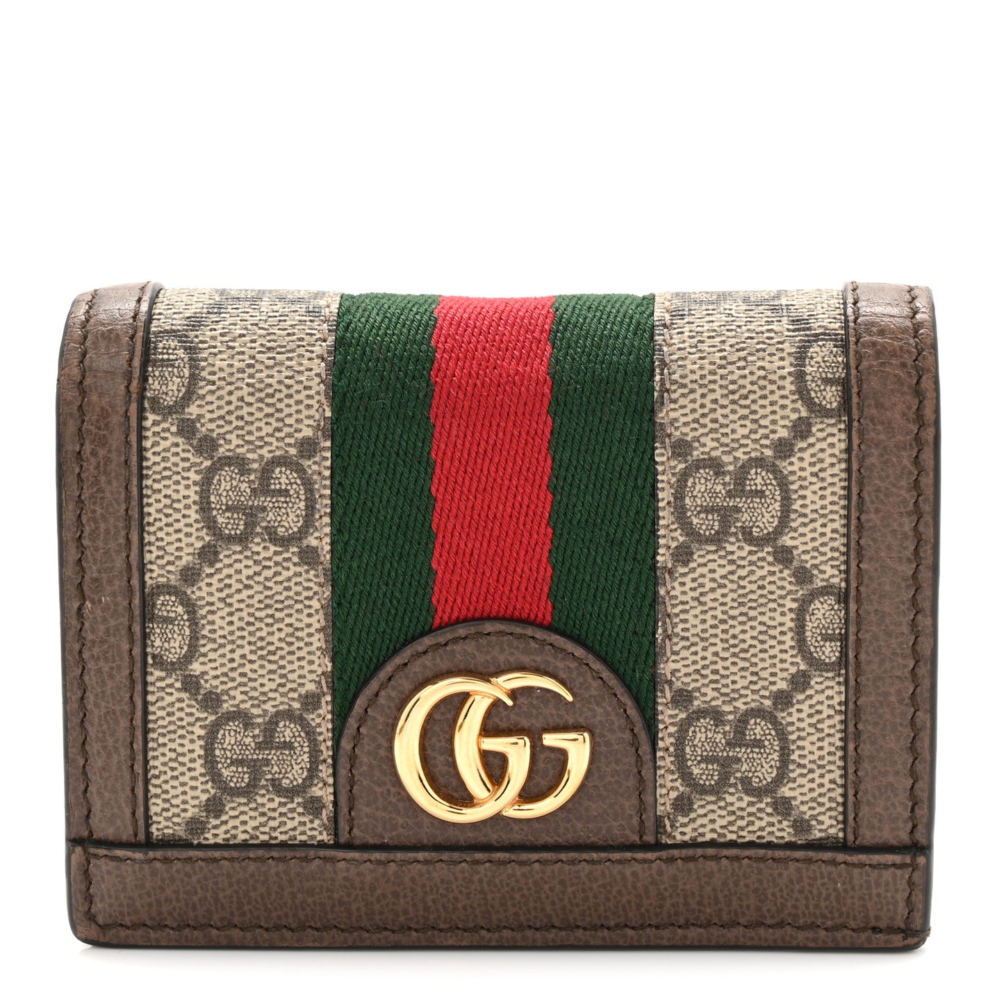 GG Supreme Monogram Web Ophidia Card Case Beige New Acero