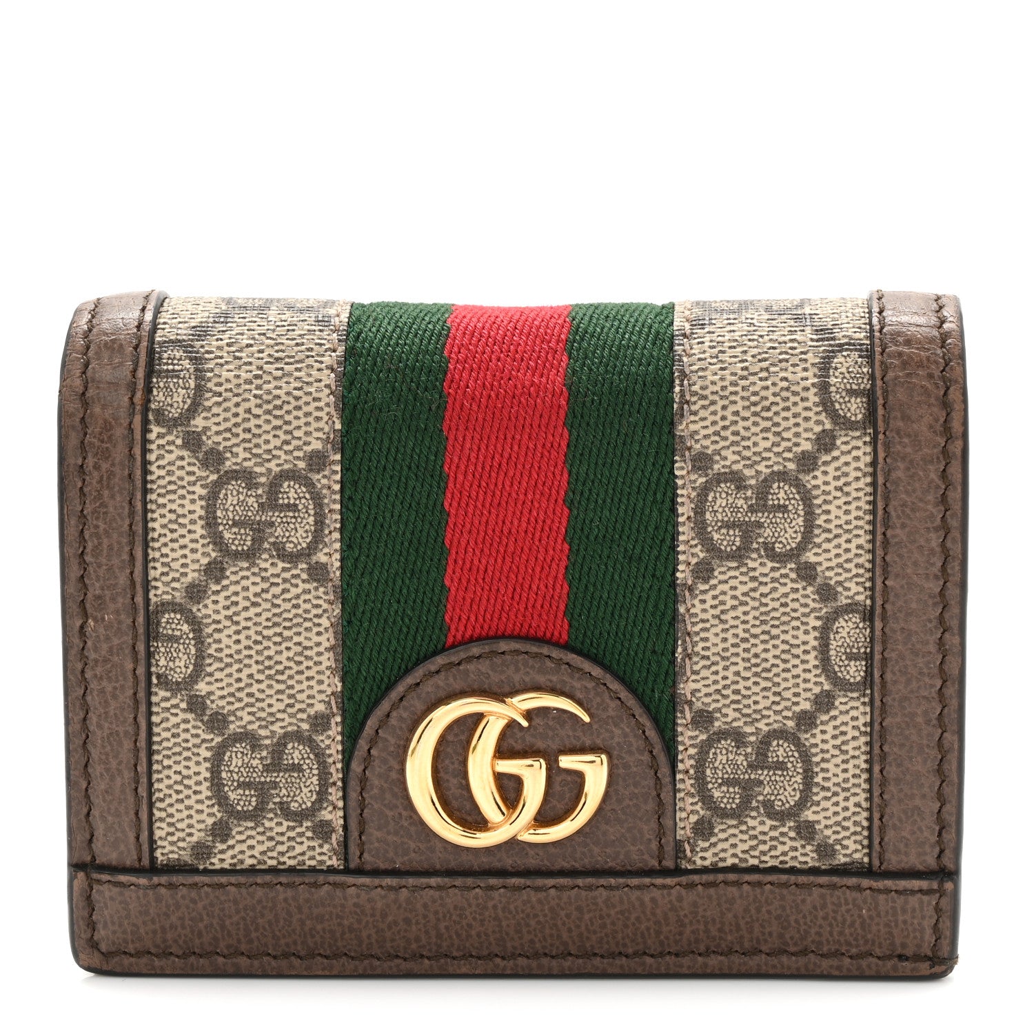 Gucci GG Supreme Monogram Web Ophidia Card Case Beige New Acero 1 of 8