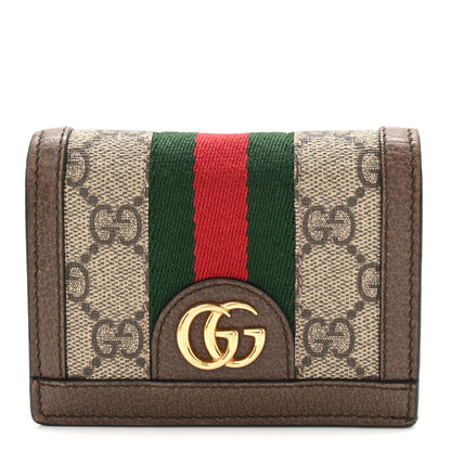 Gucci GG Supreme Monogram Web Ophidia Card Case Beige New Acero 1 of 8