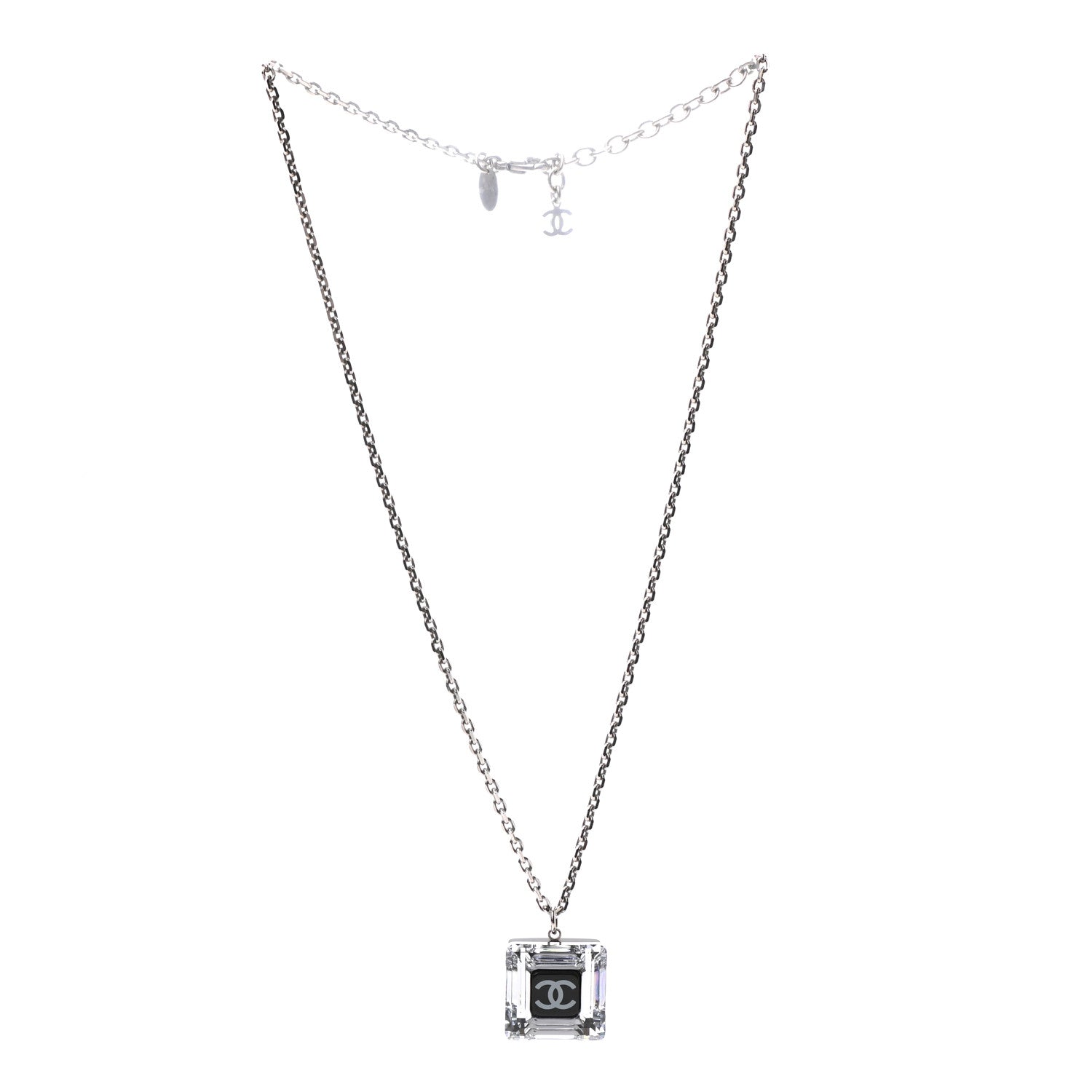 Chanel Lucite CC Square Charm Necklace 3 of 5
