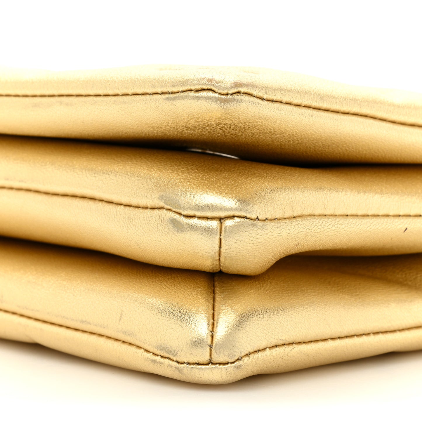 Metallic Lambskin Embossed Monogram Pochette Coussin Gold
