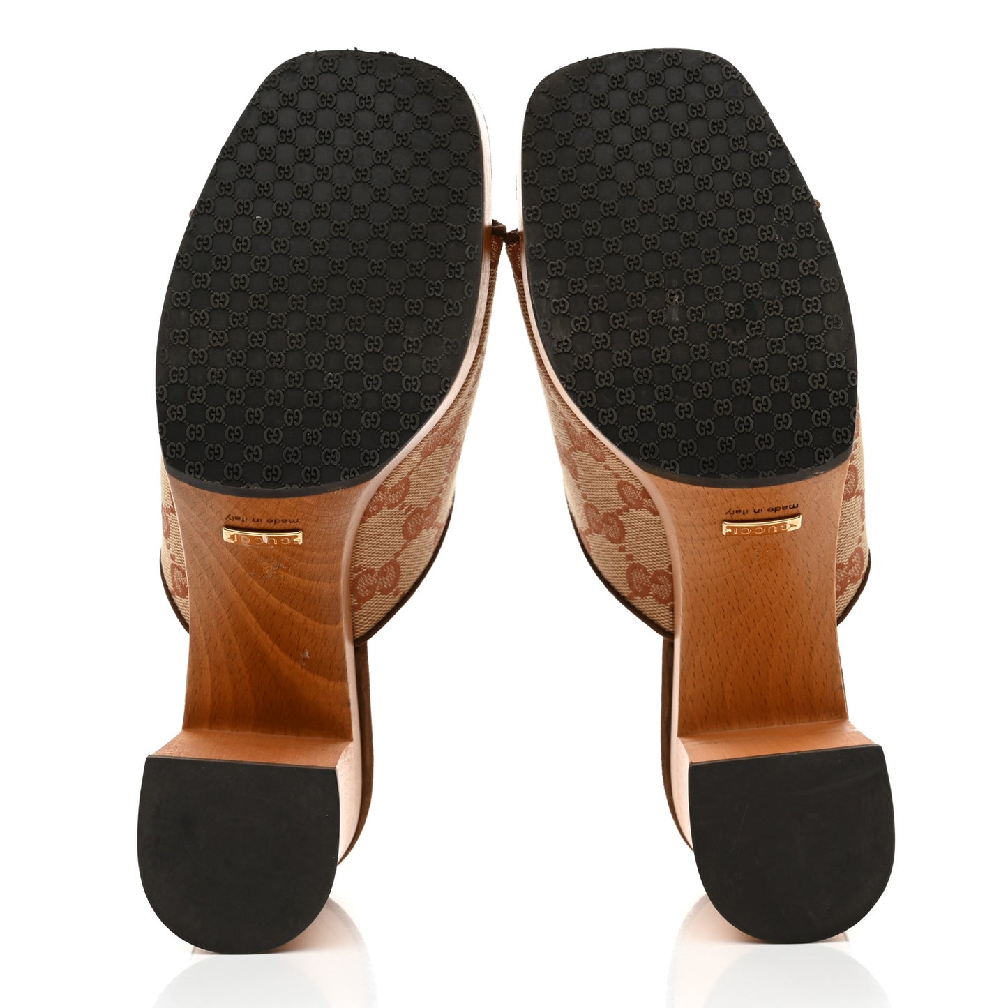 GG Monogram Suede Houdan Platform Slide Sandals 38 Beige Ruggine Maroon
