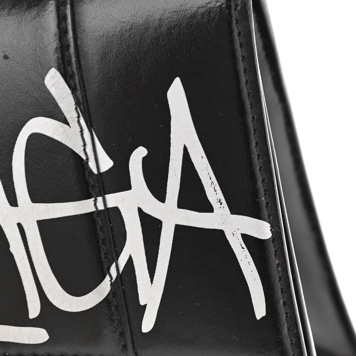 Balenciaga Shiny Box Calfskin Graffiti Logo Small Hourglass Top Handle Bag Black Silver 8 of 17