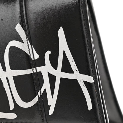 Balenciaga Shiny Box Calfskin Graffiti Logo Small Hourglass Top Handle Bag Black Silver 8 of 17