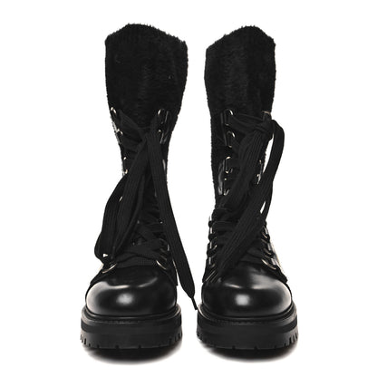 Christian Dior Calfskin Furr Stretch D-Fight Ankle Boots 39.5 Black 2 of 7