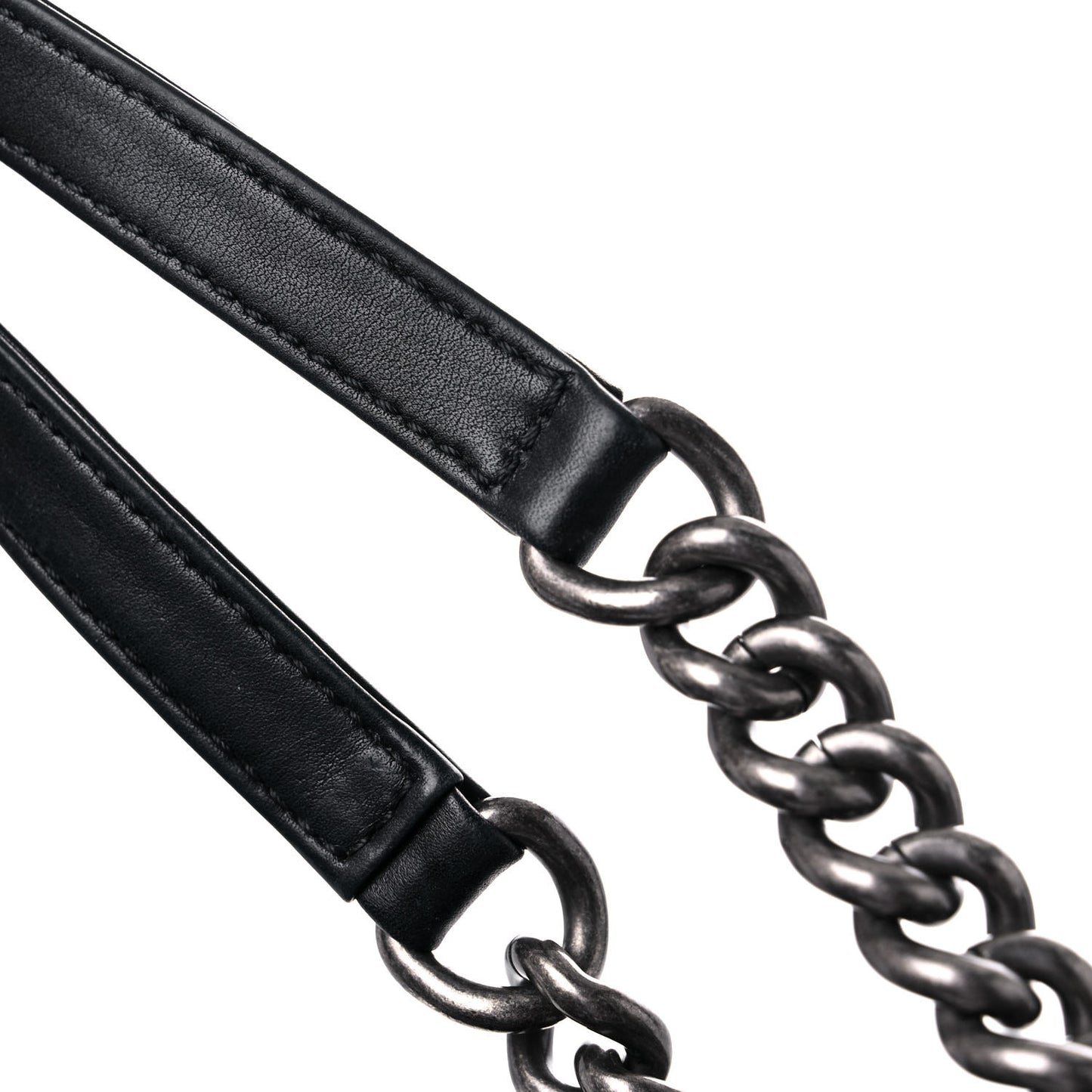Sheepskin Quilted Chain Handle Large Shopping Tote Black