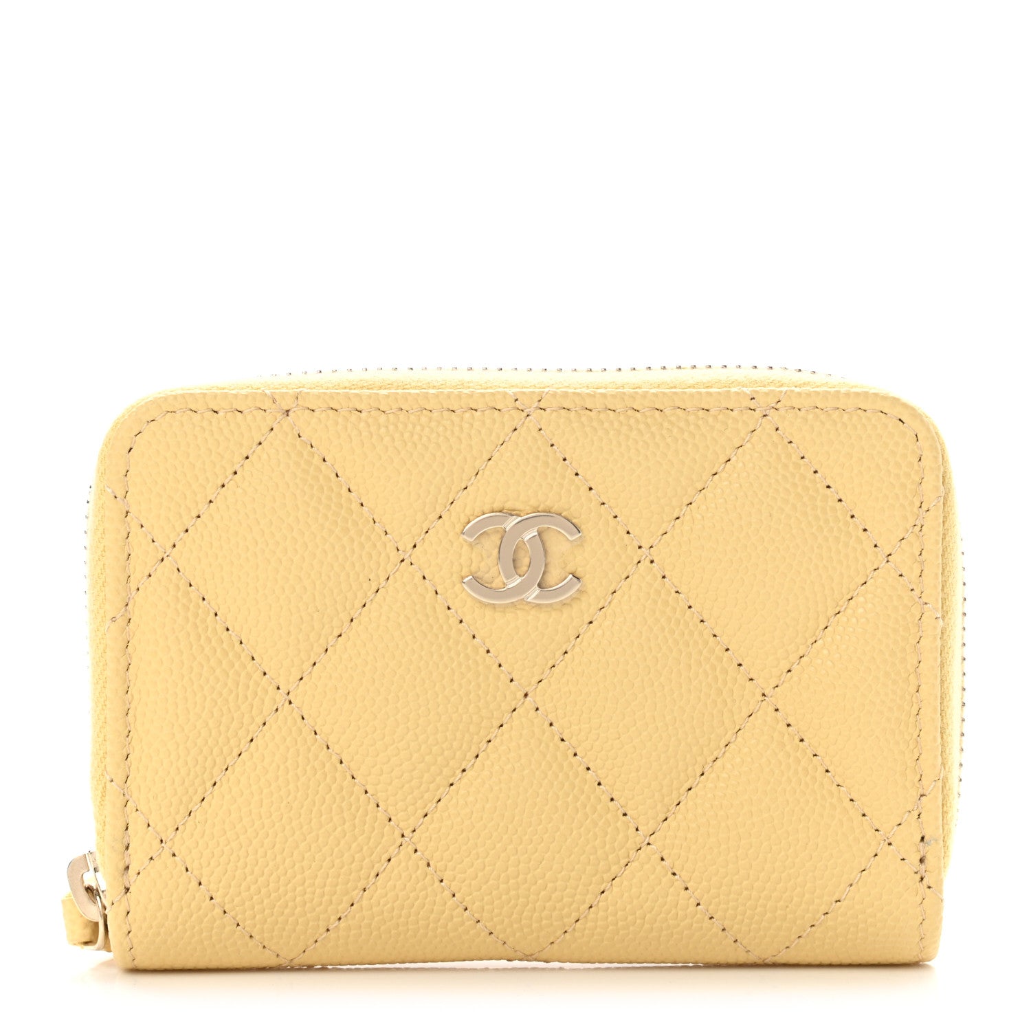 Chanel Caviar Quilted Zip Coin Purse Yellow 1 of 8