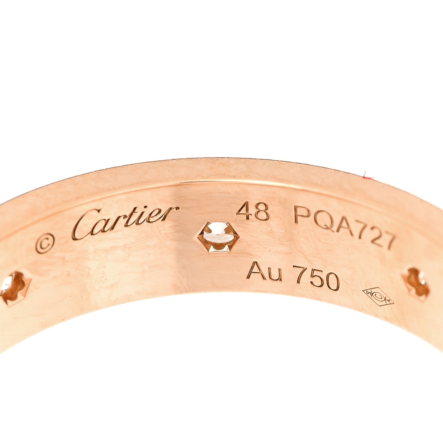 18K Pink Gold 8 Diamond 4mm LOVE Wedding Band Ring 48 4.5