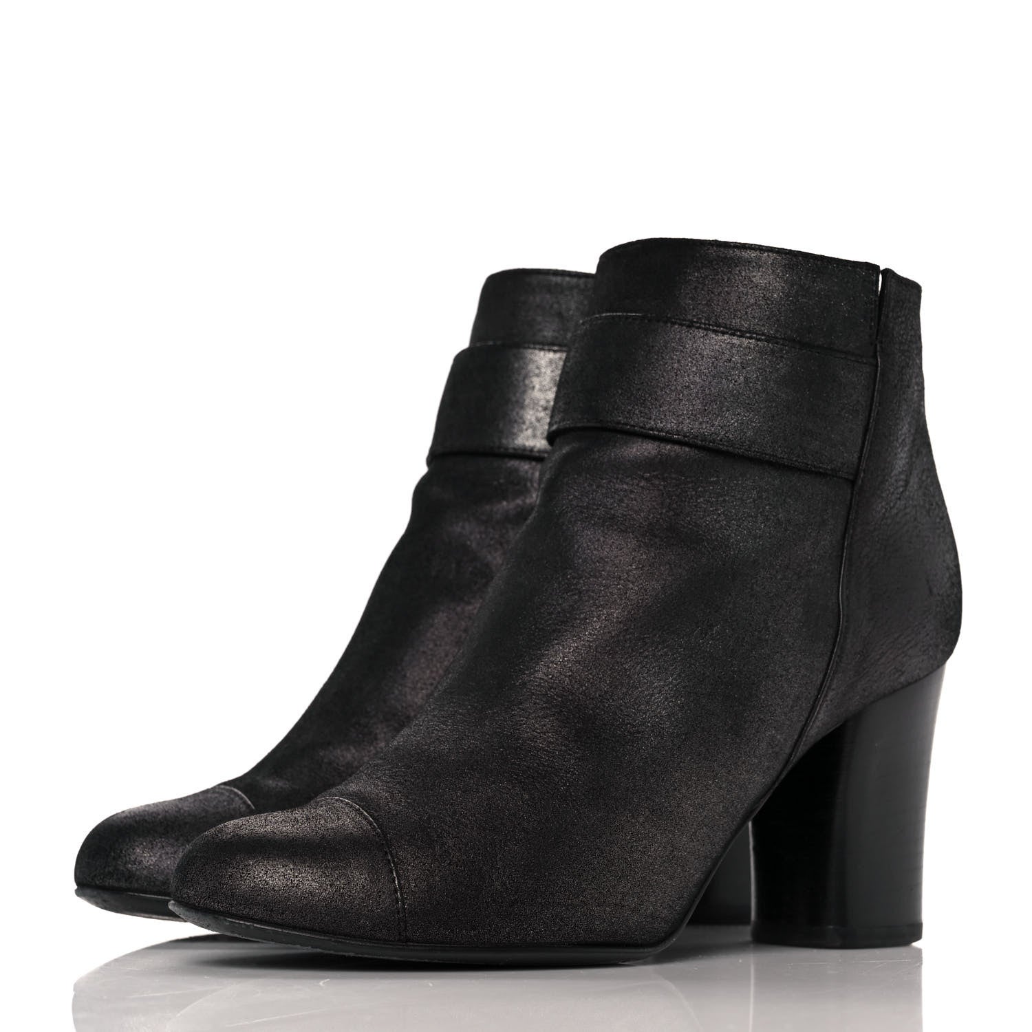 Chanel Suede CC Ankle Boots 35.5 Black 3 of 8