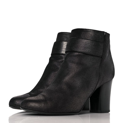 Chanel Suede CC Ankle Boots 35.5 Black 3 of 8