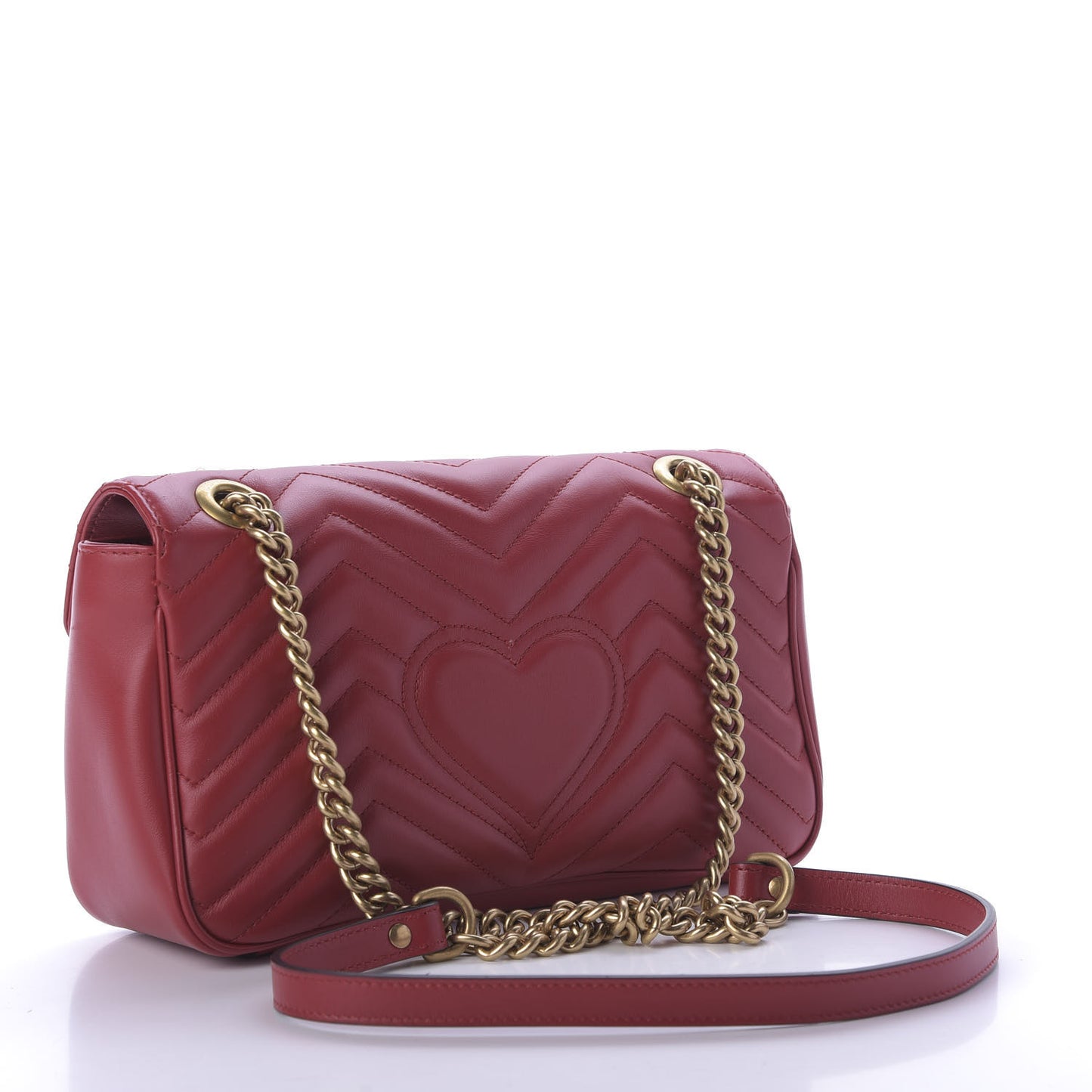 Calfskin Matelasse Small GG Marmont Shoulder Bag Hibiscus Red