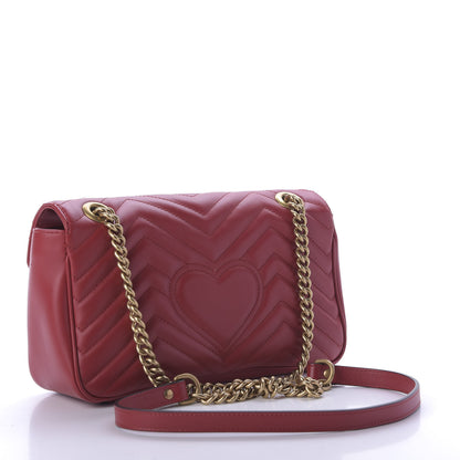 Gucci Calfskin Matelasse Small GG Marmont Shoulder Bag Hibiscus Red 3 of 9