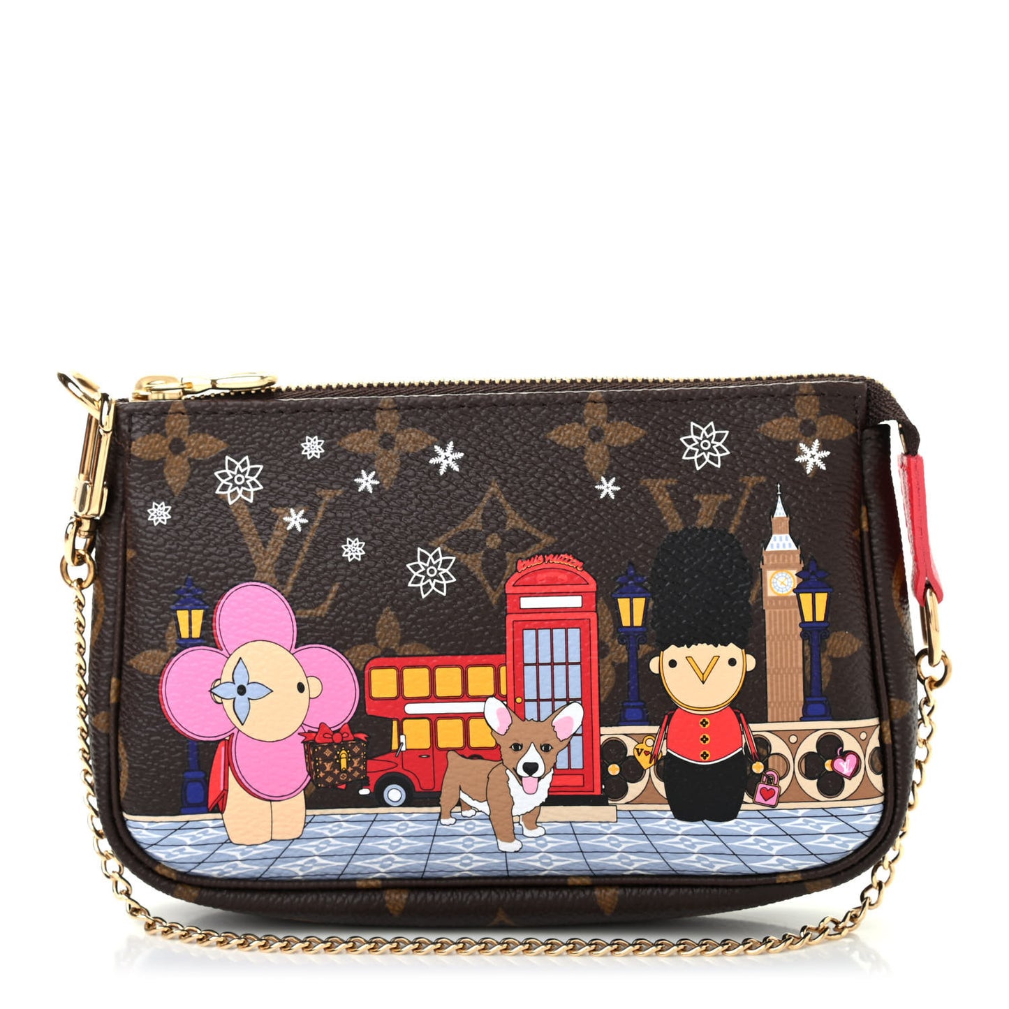 Monogram 2021 Christmas Animation London Mini Pochette Accessories Red