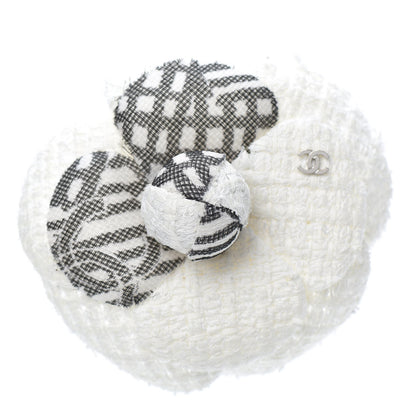 Chanel Fantasy Tweed Camellia Pin Brooch Ivory 1 of 3