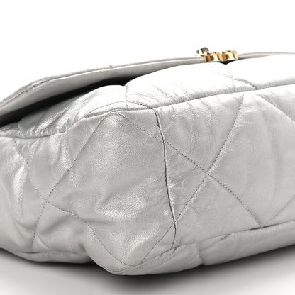 Chanel Metallic Goatskin Quilted Maxi 19 Flap Silver 8 of 10