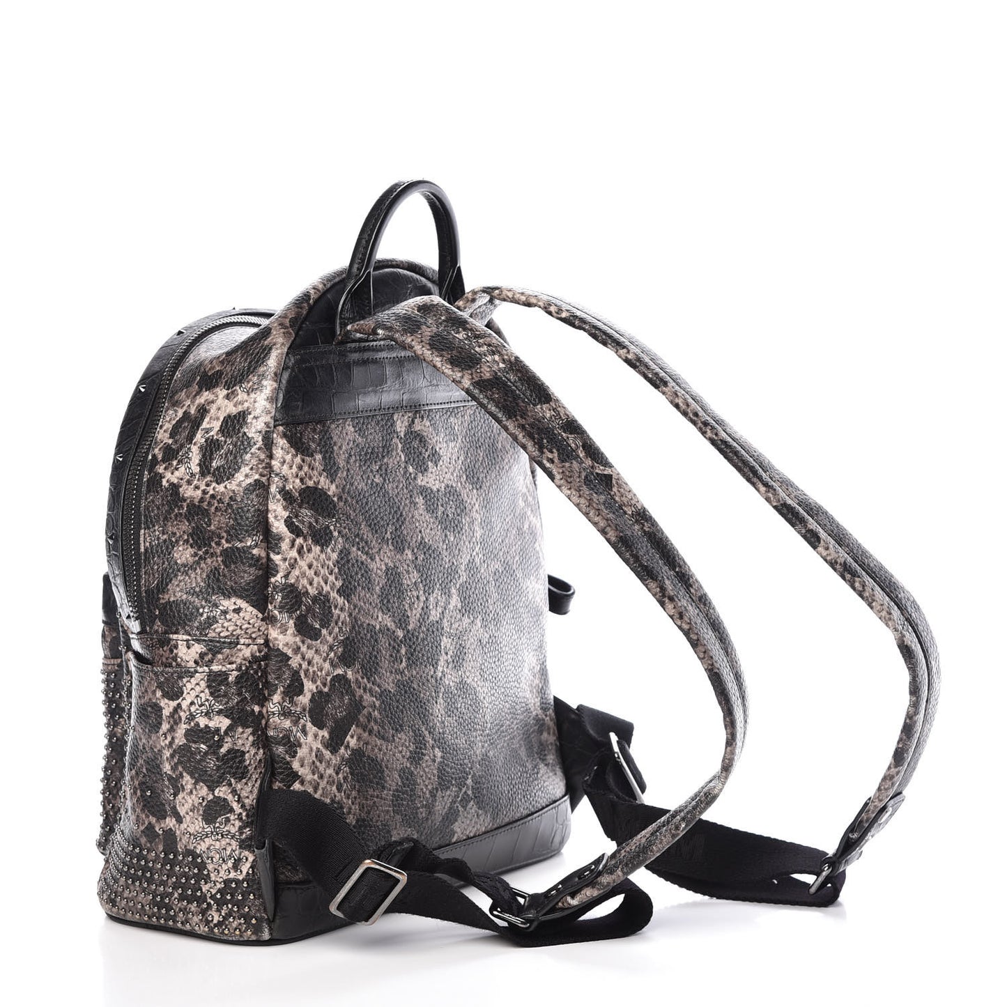Visetos Leopard Print Studded Small Stark Backpack Black