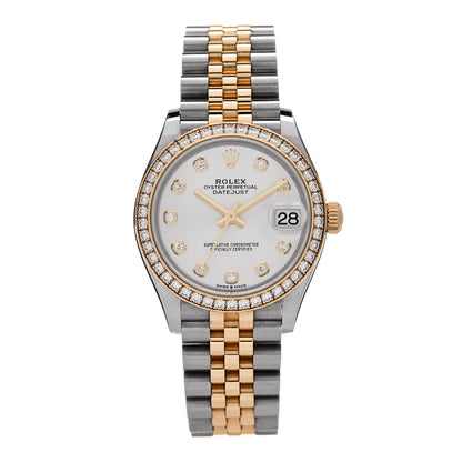Rolex Stainless Steel 18K Yellow Gold Diamond Bezel 31mm Oyster Perpetual Datejust Watch Silver 278383RBR 1 of 5