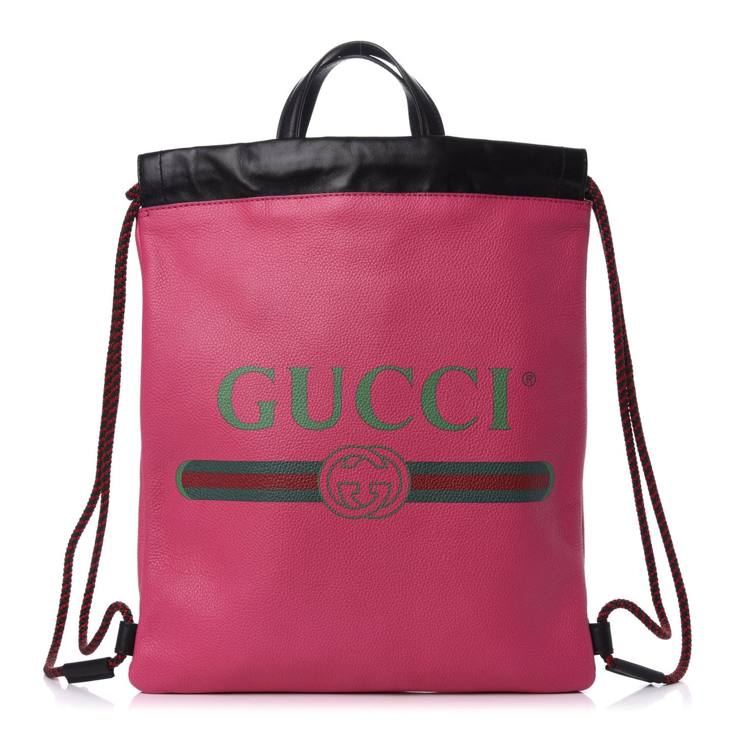 Grained Calfskin Logo Drawstring Backpack Box Pink Green Black