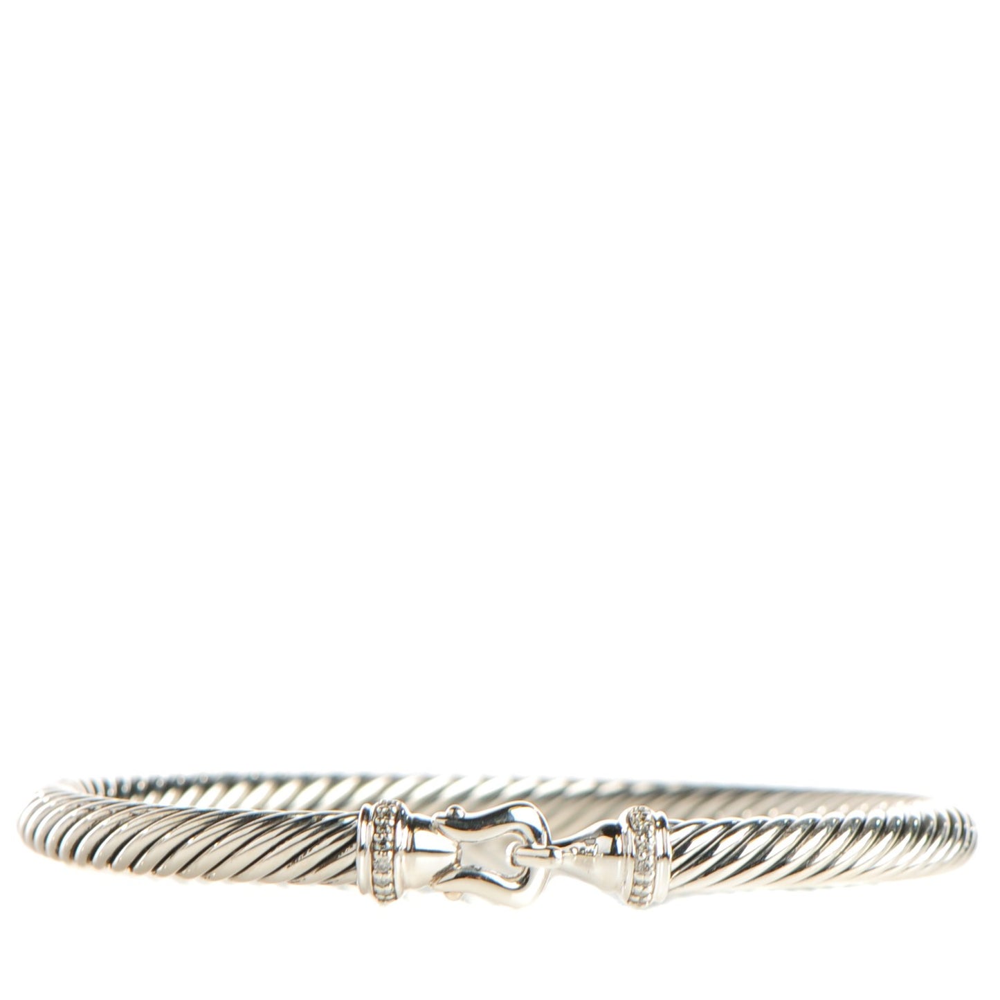 Sterling Silver Diamond 5mm Cable Buckle Bracelet