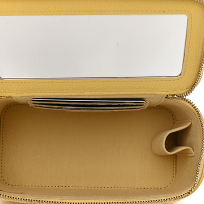Chanel Caviar Quilted Small Tiny CC Vanity Case With Chain Yellow 5 of 11