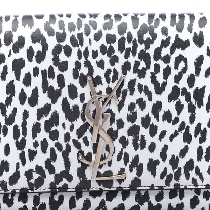 Saint Laurent Calfskin Monogram Printed Leopard Cassandre Clutch Black White 9 of 9