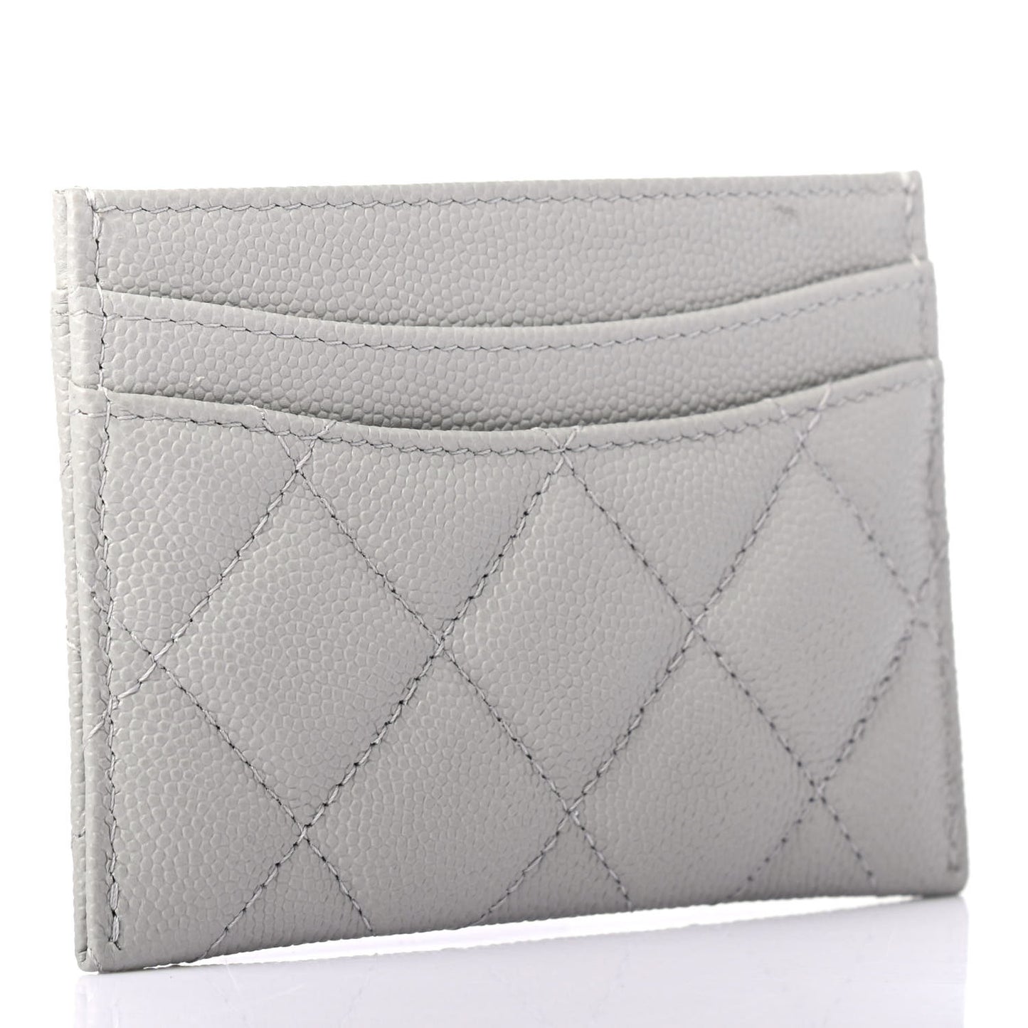 Caviar Quilted Card Holder Grey