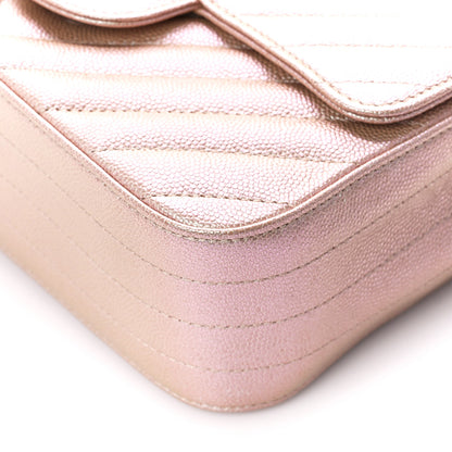 Chanel Iridescent Caviar Chevron Quilted Mini Rectangular Flap Light Gold 11 of 12