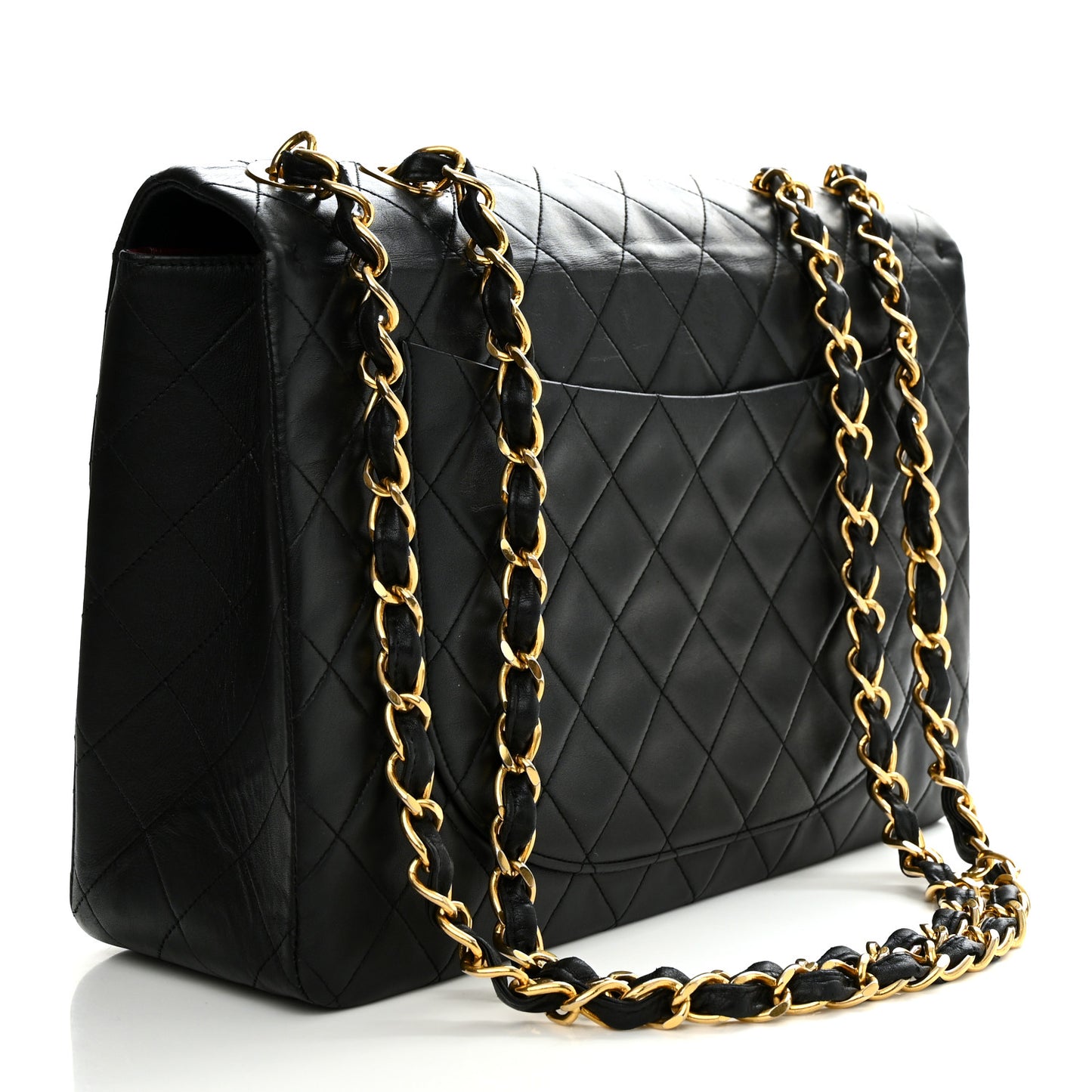 Lambskin Quilted XL Jumbo Single Flap Black