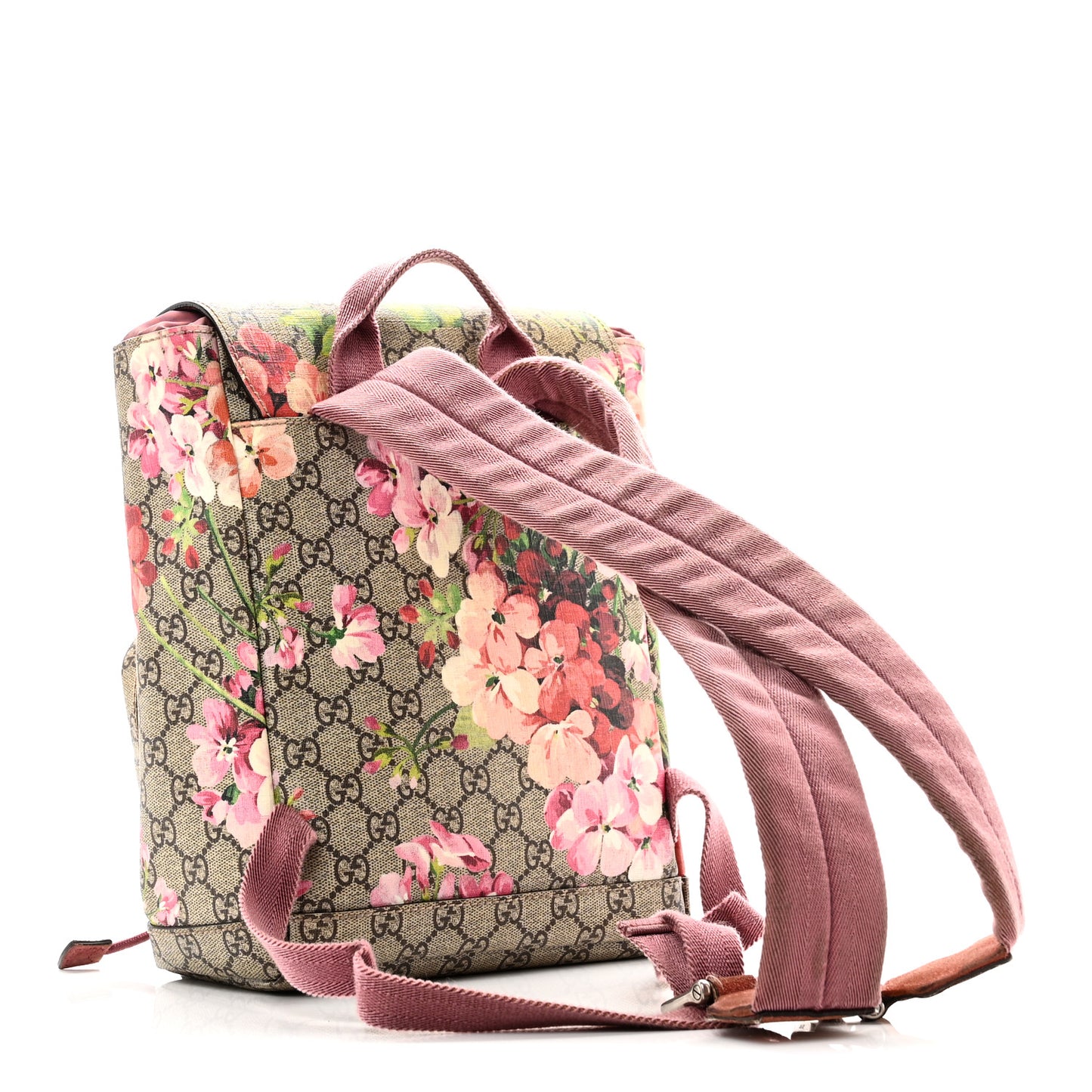 GG Supreme Monogram Blooms Small Single Buckle Backpack Beige Multicolor Dry Rose