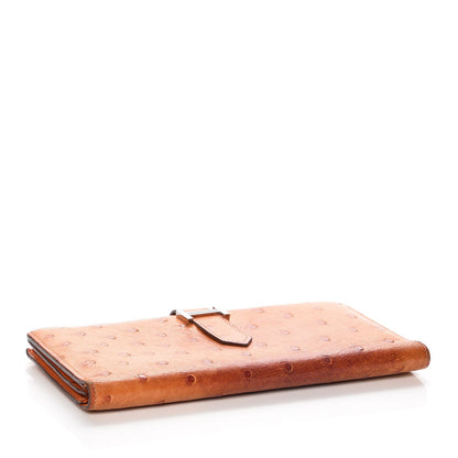 Hermes Ostrich Bearn Gusset Wallet Orange 4 of 9