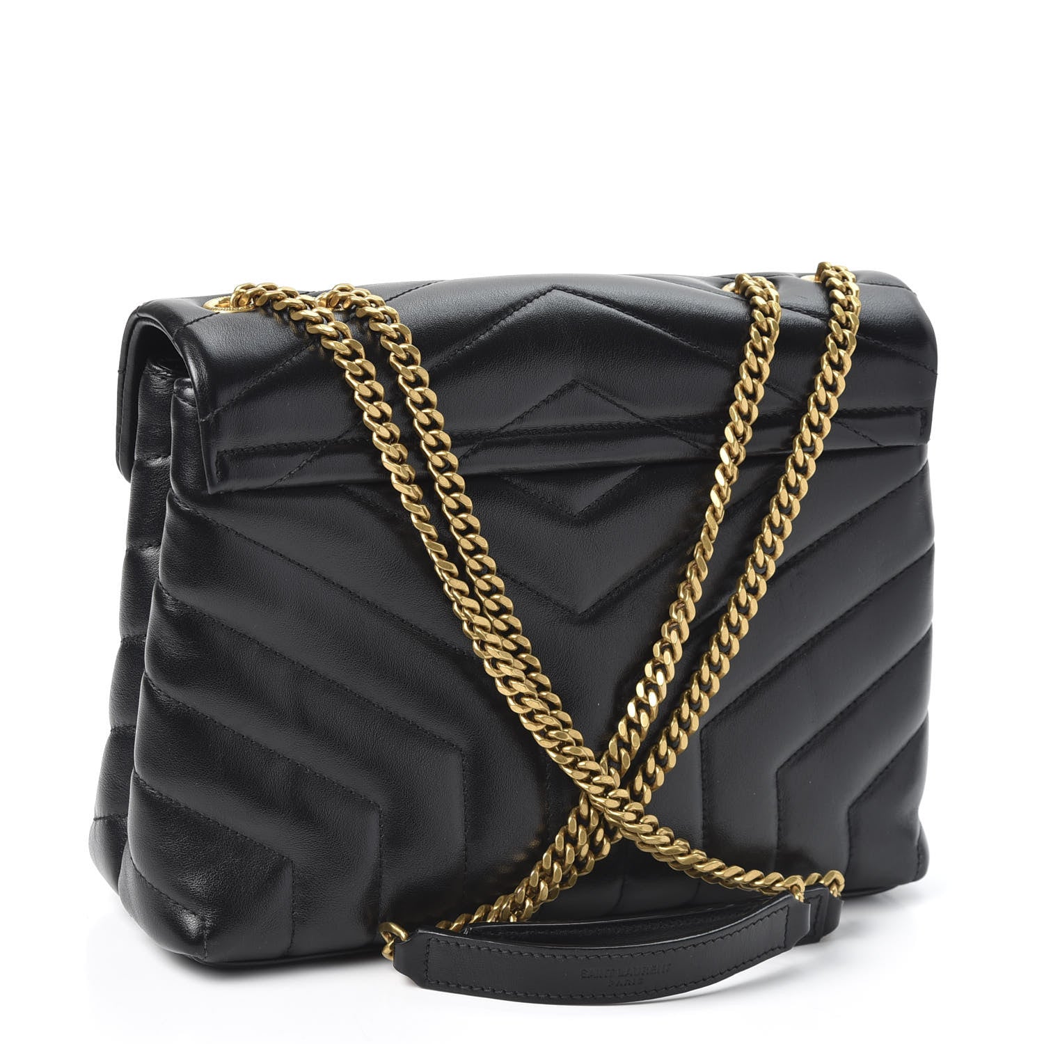 Saint Laurent Calfskin Y Quilted Monogram Small Loulou Chain Satchel Black 2 of 9