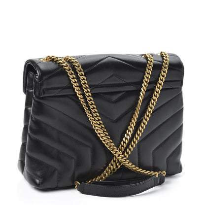 Saint Laurent Calfskin Y Quilted Monogram Small Loulou Chain Satchel Black 2 of 9