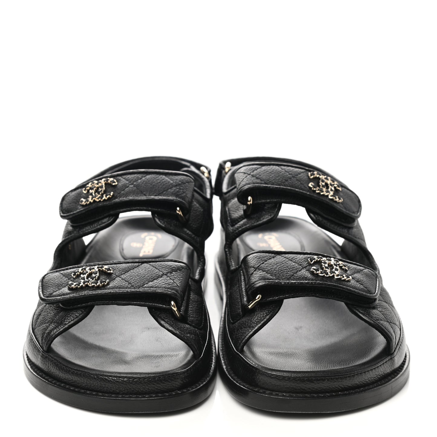 Grained Calfskin Velcro Dad Sandals 36.5 Black