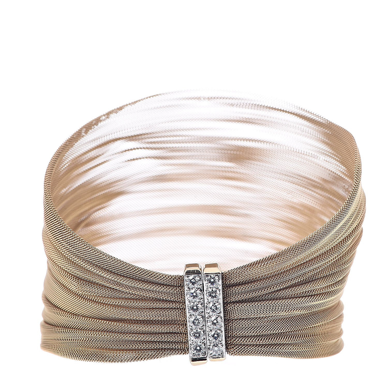 Tiffany 18K Yellow Gold Platinum Diamond Mesh Bracelet 4 of 6