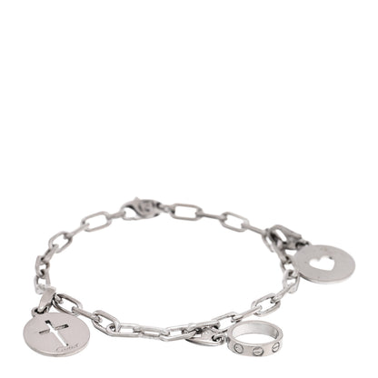 Cartier 18K White Gold Heart Cross Love Charm Bracelet 1 of 4