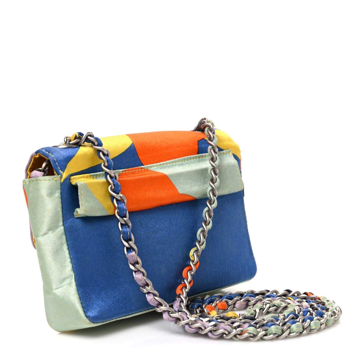 Chanel Satin Convertible Mini Flap Blue Multicolor 2 of 11
