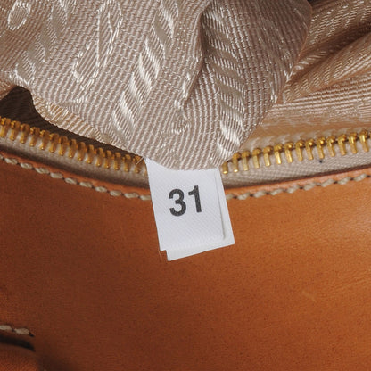 Prada Leather Paisley Laminated Tote Cammello Cuoio 8 of 8
