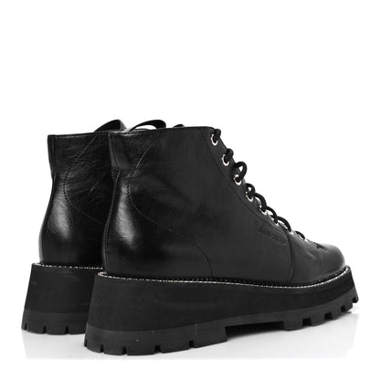 Jimmy Choo Calfskin Crystal Embellished Colby Combat Boots 41 Black 4 of 6