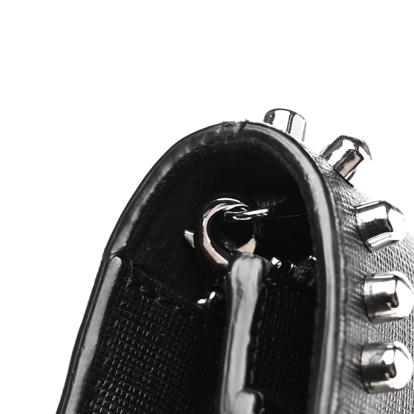 Vitello Elite Mink Fur Studded Karlito Tube Wallet on Chain Black