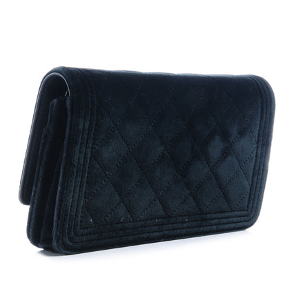 Chanel Velvet Quilted Boy Wallet On Chain WOC Black 3 of 8