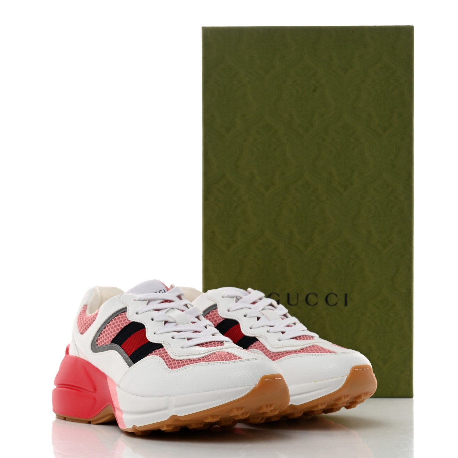 Gucci Lavaredo Eco Fabric Mesh Web Womens Rhyton Reflective Sneakers 37 Great White Water Rose Silver 8 of 8