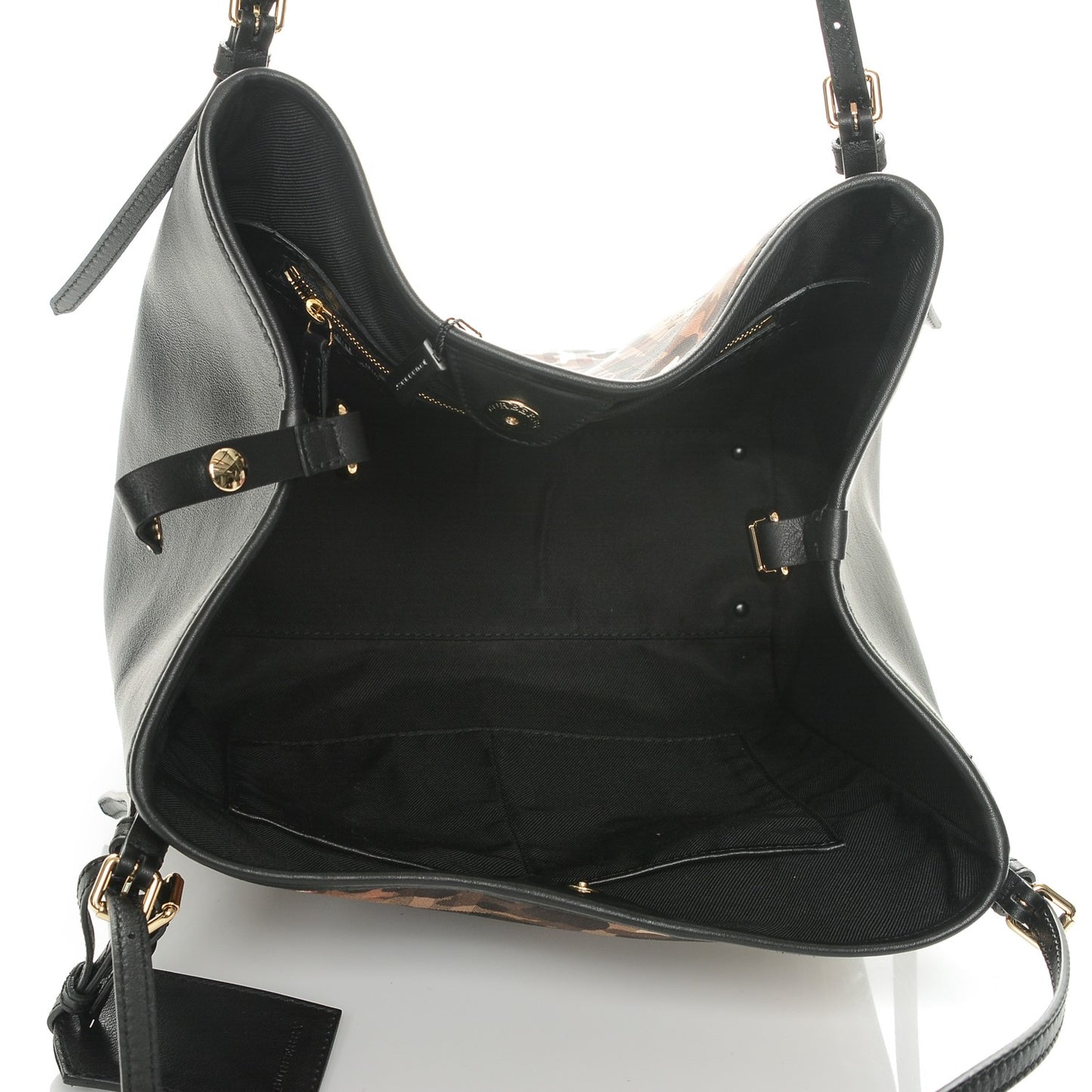 Nylon Calfskin Camouflage Check Small Canterbury Tote Black
