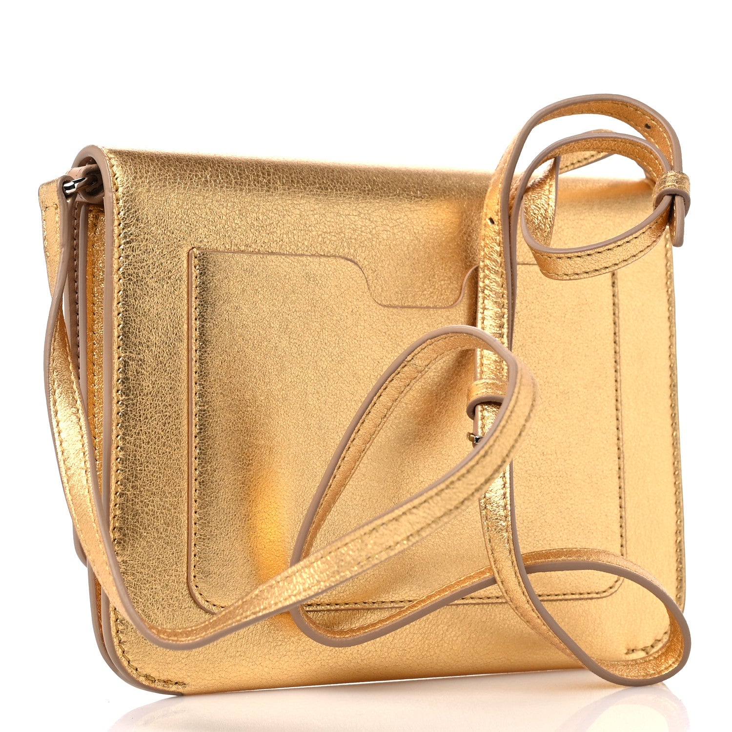 Burberry Metallic Calfskin Monogram TB Flat Crossbody Bag Gold 2 of 10