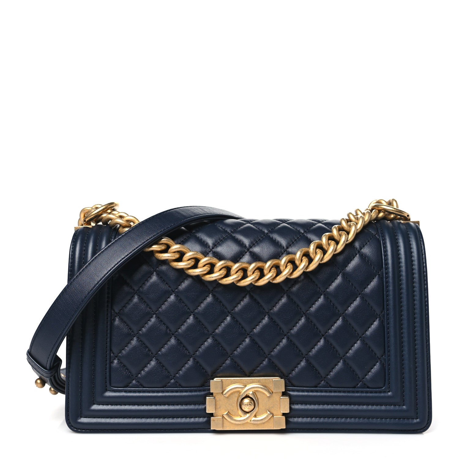 Chanel Lambskin Quilted Medium Boy Flap Blue 1 of 10