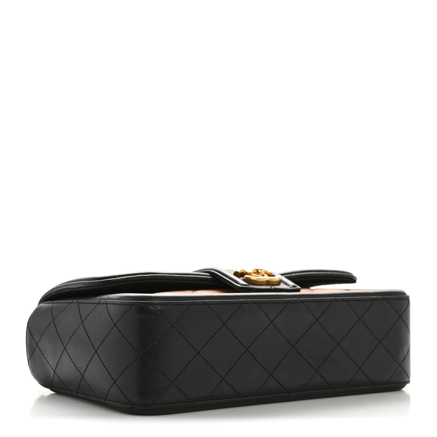 Chanel Lambskin Quilted Medium Elegant CC Flap Dark Beige Black 4 of 14