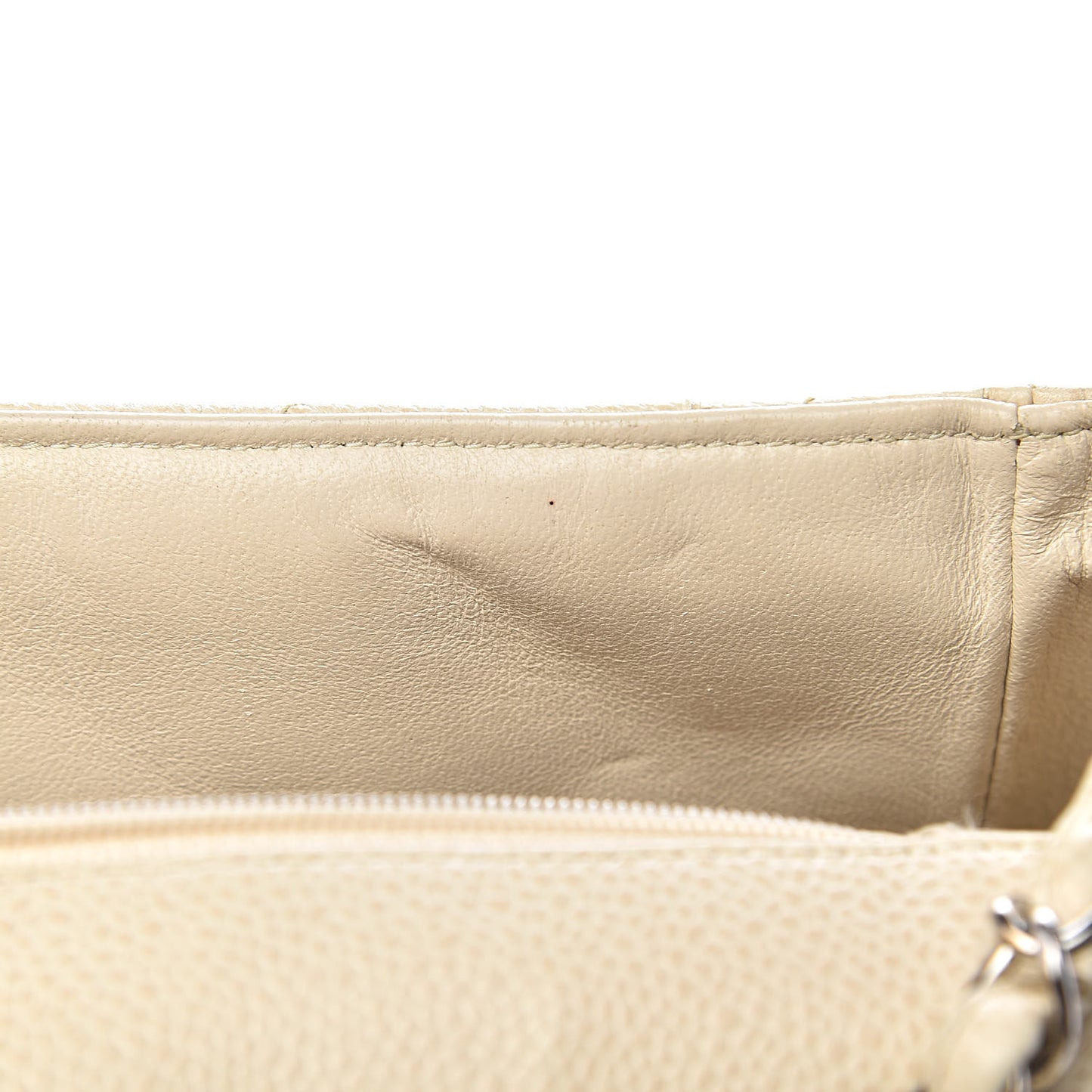 Caviar Quilted Small Single Flap Light Beige
