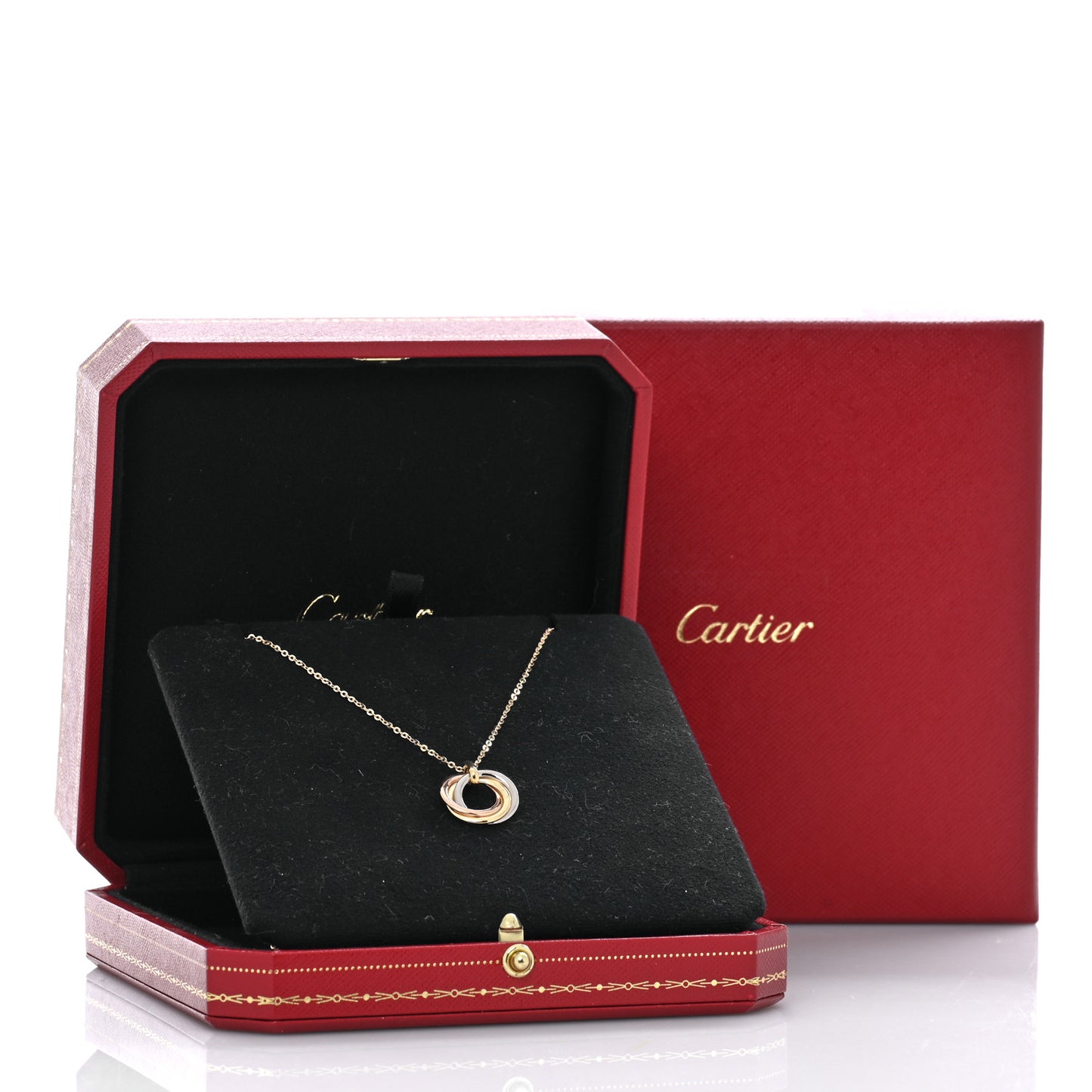 18K Pink Yellow White Gold Medium Trinity Pendant Necklace