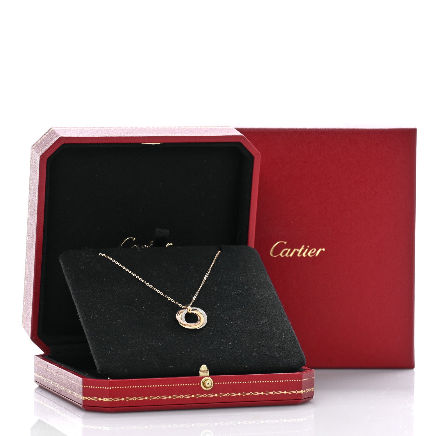 Cartier 18K Pink Yellow White Gold Medium Trinity Pendant Necklace 5 of 5
